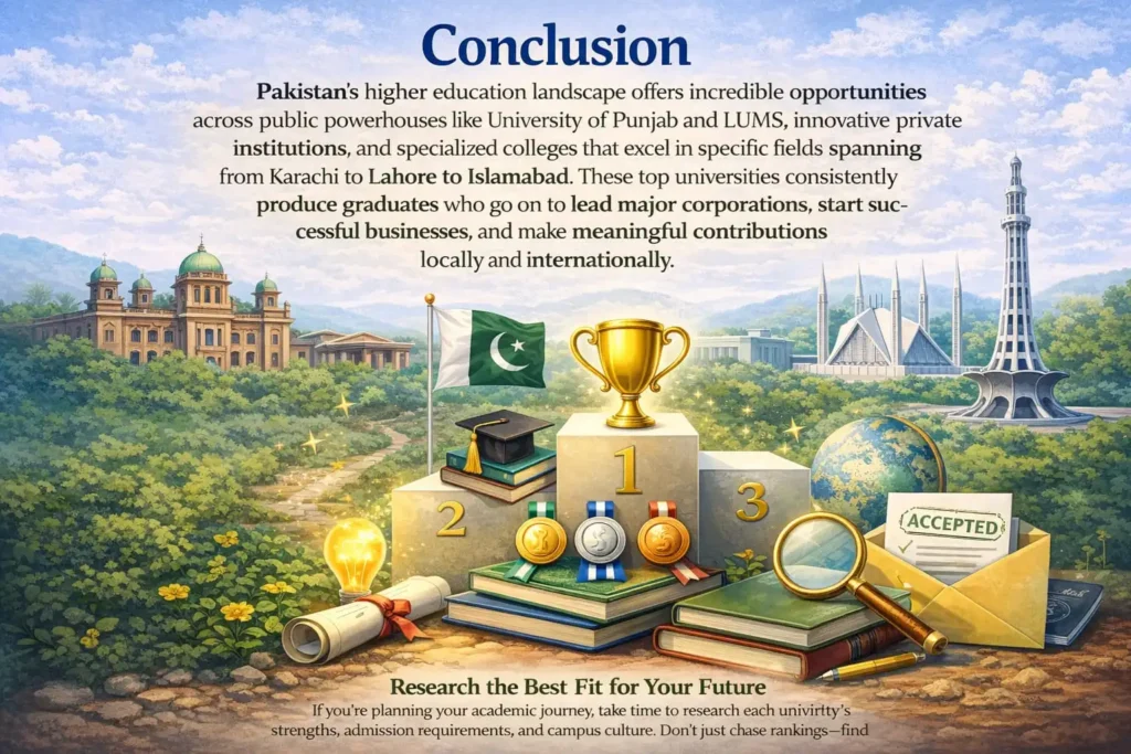 conclusion about top 10 universities in pakistan